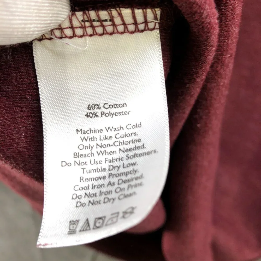 Eddie Bauer Mock Neck Sweatshirt Mens L 1/4 Button‎ Burgundy Wine Pullover